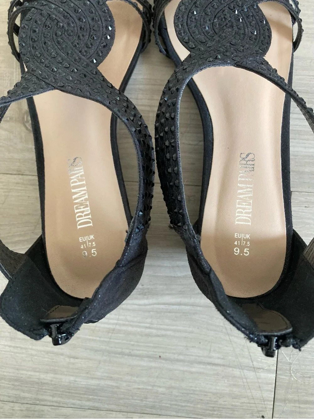 Dream Pairs Black Crystal-Strap High Heel Sandals